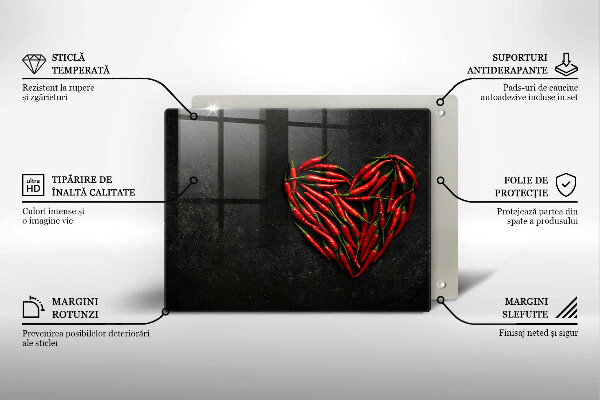 Chopping board Chili peppers heart