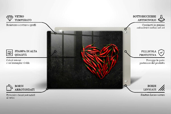 Chopping board Chili peppers heart