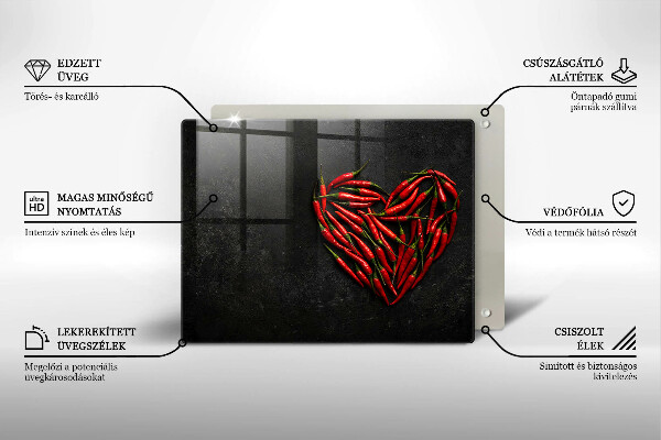 Chopping board Chili peppers heart