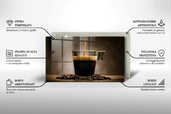 Chopping board Glass and coffee beans
