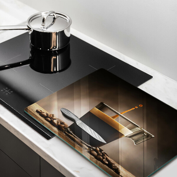 Chopping board Glass and coffee beans