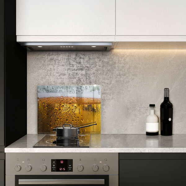 Chopping board Wet glass of beer