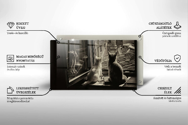 Chopping board Cats city and window