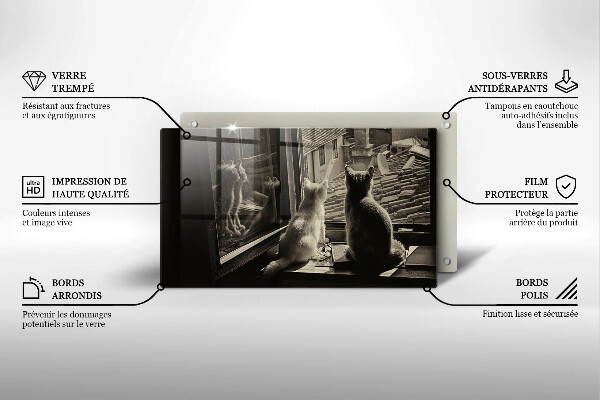 Chopping board Cats city and window