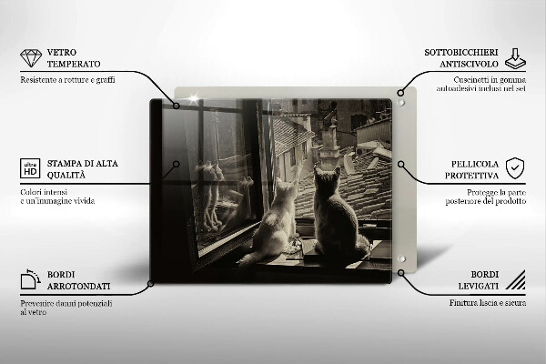 Chopping board Cats city and window