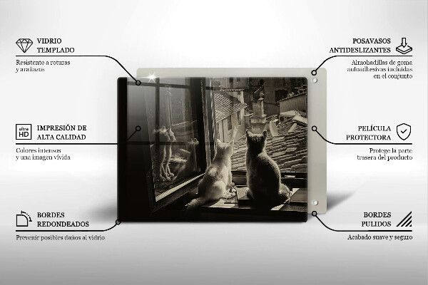 Chopping board Cats city and window