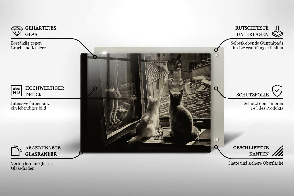 Chopping board Cats city and window