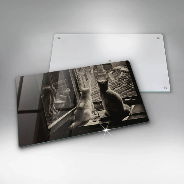 Chopping board Cats city and window