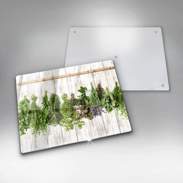 Chopping board Striped herbs and plants