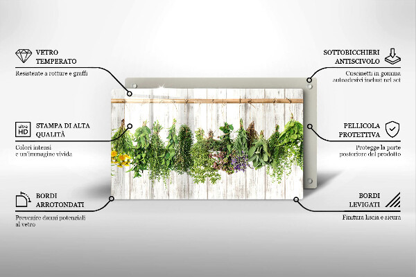 Chopping board Striped herbs and plants