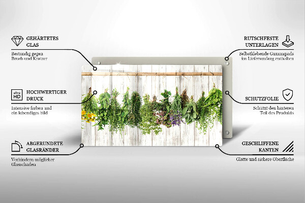 Chopping board Striped herbs and plants