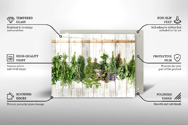 Chopping board Striped herbs and plants