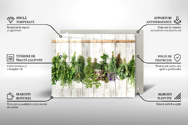 Chopping board Striped herbs and plants