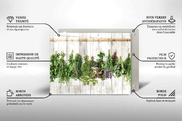 Chopping board Striped herbs and plants