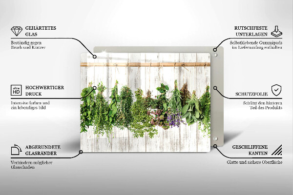 Chopping board Striped herbs and plants