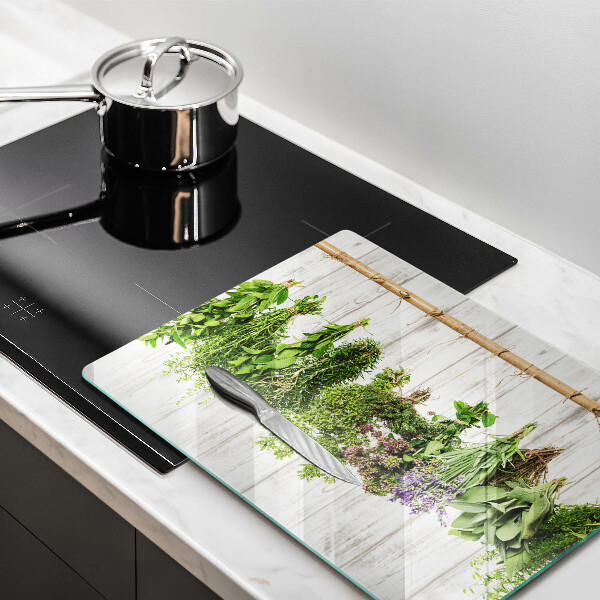 Chopping board Striped herbs and plants