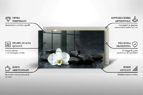 Chopping board White flower stones Zen