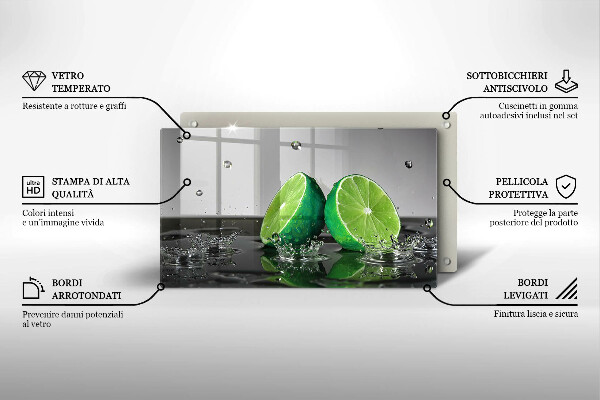 Chopping board Juicy lime and water