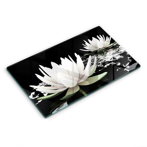 Chopping board White lilies on the water