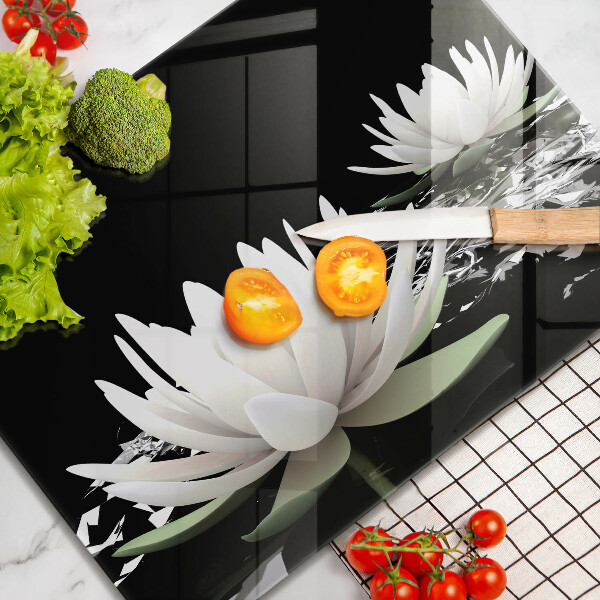 Chopping board White lilies on the water