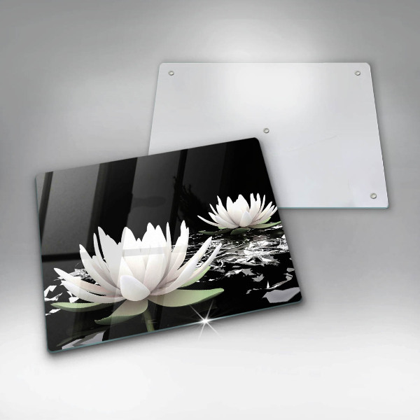 Chopping board White lilies on the water