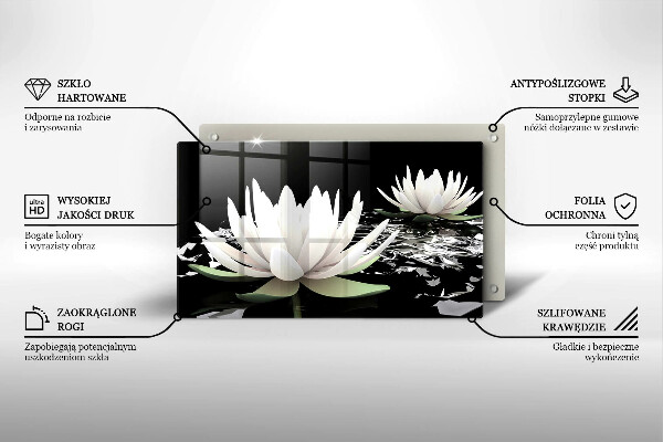 Chopping board White lilies on the water