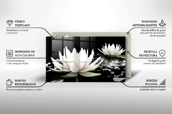 Chopping board White lilies on the water