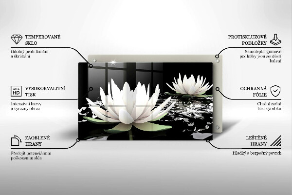 Chopping board White lilies on the water