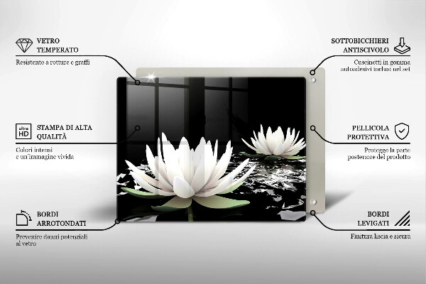 Chopping board White lilies on the water