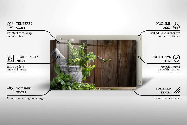 Chopping board Herbs plants and wood