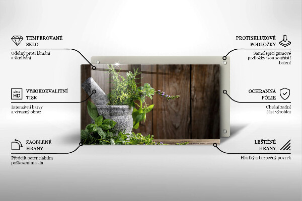 Chopping board Herbs plants and wood