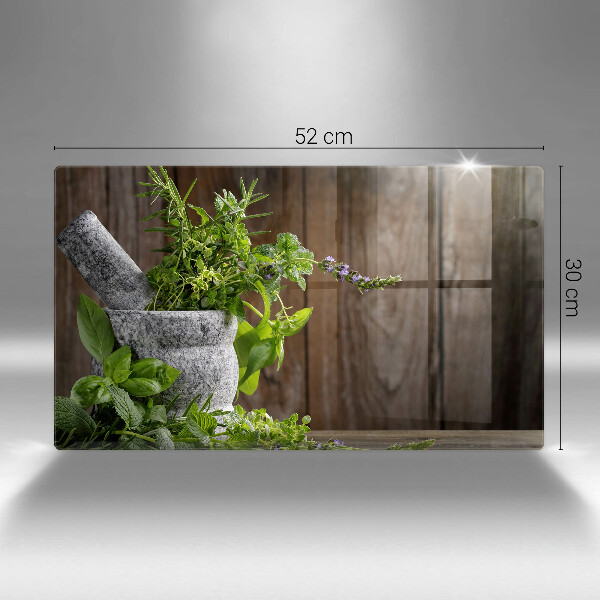 Chopping board Herbs plants and wood