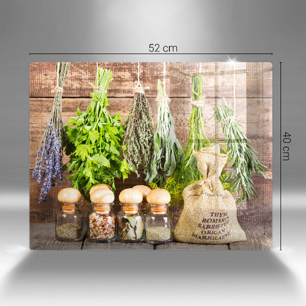 Chopping board Herbs spices and wood