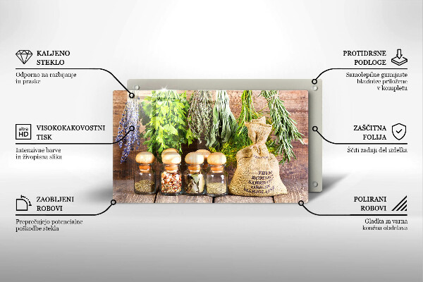 Chopping board Herbs spices and wood