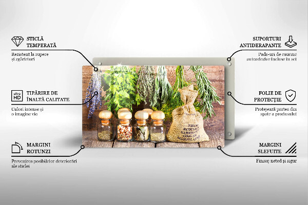 Chopping board Herbs spices and wood