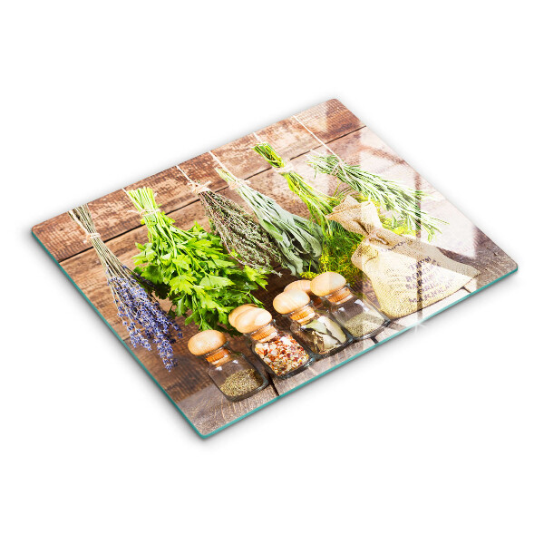 Chopping board Herbs spices and wood