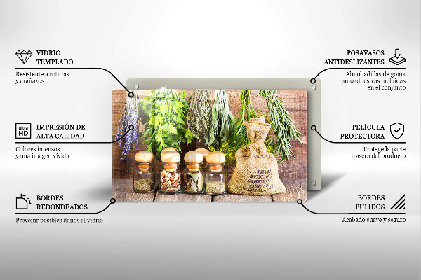 Chopping board Herbs spices and wood