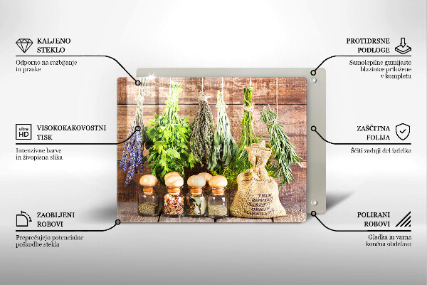 Chopping board Herbs spices and wood