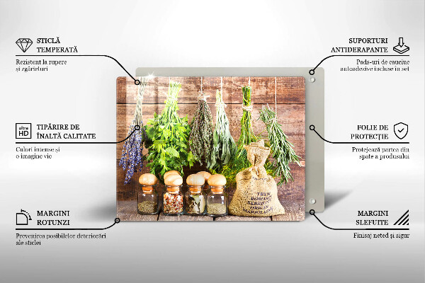 Chopping board Herbs spices and wood