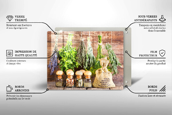 Chopping board Herbs spices and wood