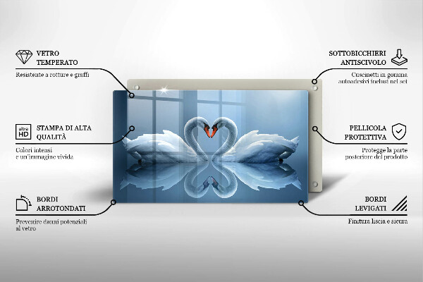 Chopping board Two swans heart