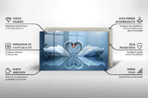 Chopping board Two swans heart