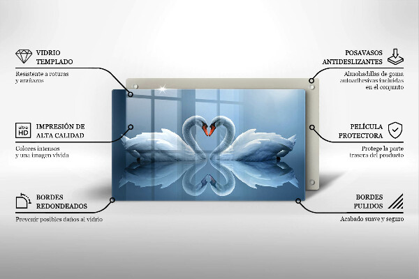 Chopping board Two swans heart