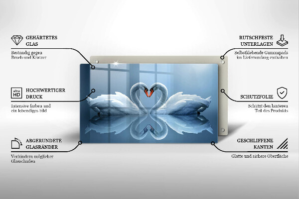 Chopping board Two swans heart