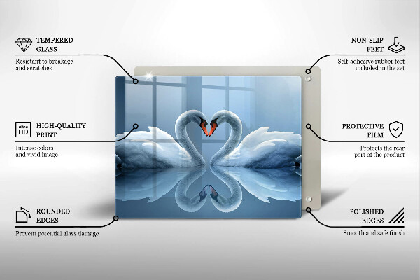 Chopping board Two swans heart