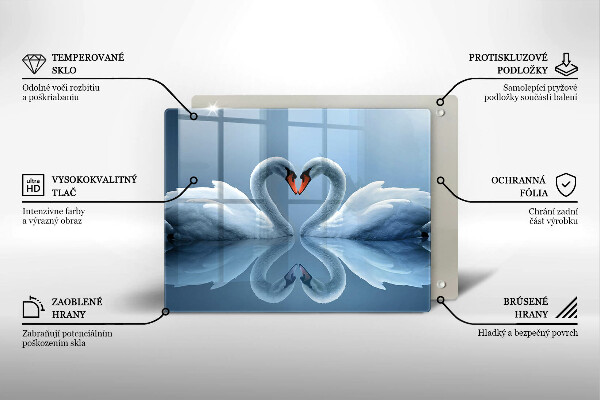 Chopping board Two swans heart