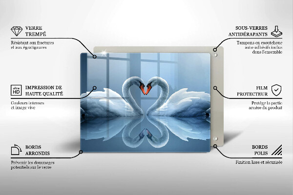 Chopping board Two swans heart