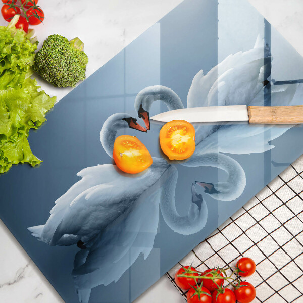 Chopping board Two swans heart