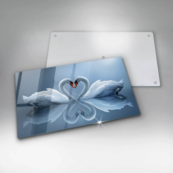 Chopping board Two swans heart