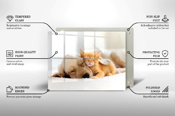 Chopping board Animals dog and cat